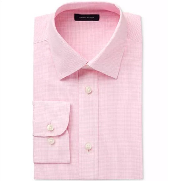 Tommy Hilfiger Pink Gingham Print Dress Shirt | 16 - Picture 1 of 11